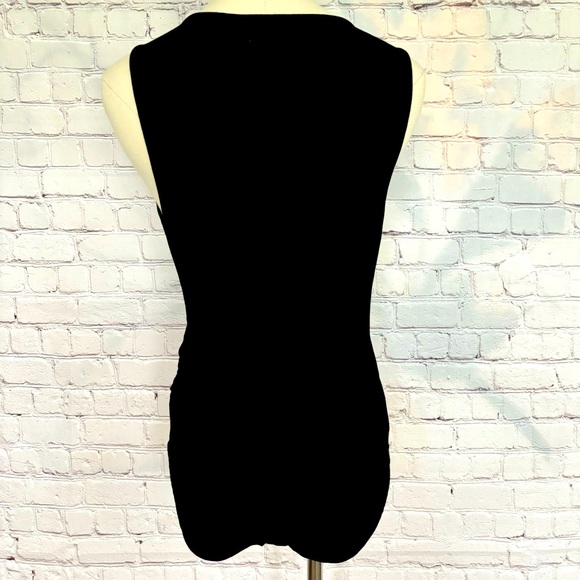 ZALANDO Essentials Black Ruched Sleeveless Faux Wrap Bodysuit--6 - Picture 5 of 15